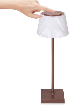 Aigostar LED акумуляторна настільна лампа бездротова, торшер з сенсорним керуванням, 3 режими кольору, IP54 вологостійка, для дому та саду (темно-коричнева)