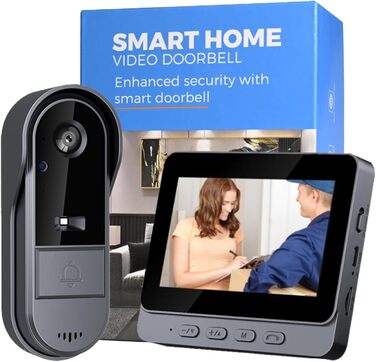 Відеодзвінок Winnes з камерою 1080P, Bluetooth, IP65, 4.3