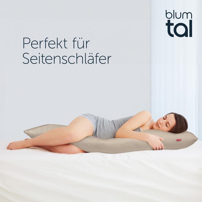 Подушка для сну на боці Blumtal з чохлом, 40 x 145 см, сертифікат Oeko-TEX, регульована наповнювачем, ортопедична подушка для дорослих