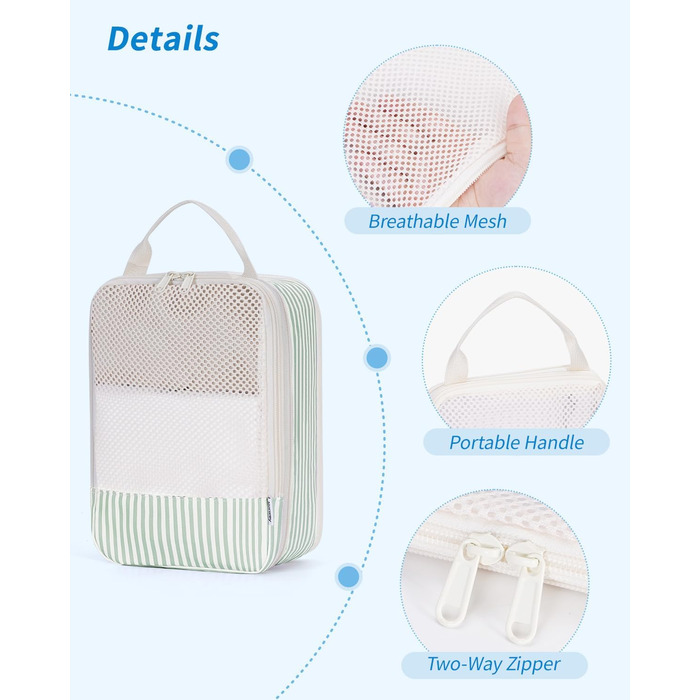 Набір органайзерів для валізи та рюкзака Narwey, 6 шт, компресійні пакувальні куби для подорожей, синій з візерунком