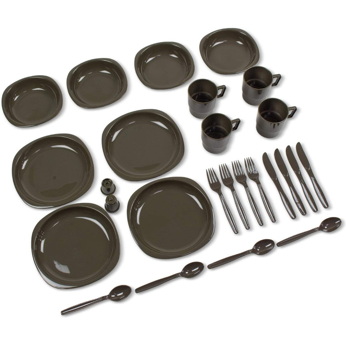 Набір кемпінгового посуду Black Snake з 2 Кемпінговий посуд столові прибори Набір вуличного посуду 8 осіб Olive One size