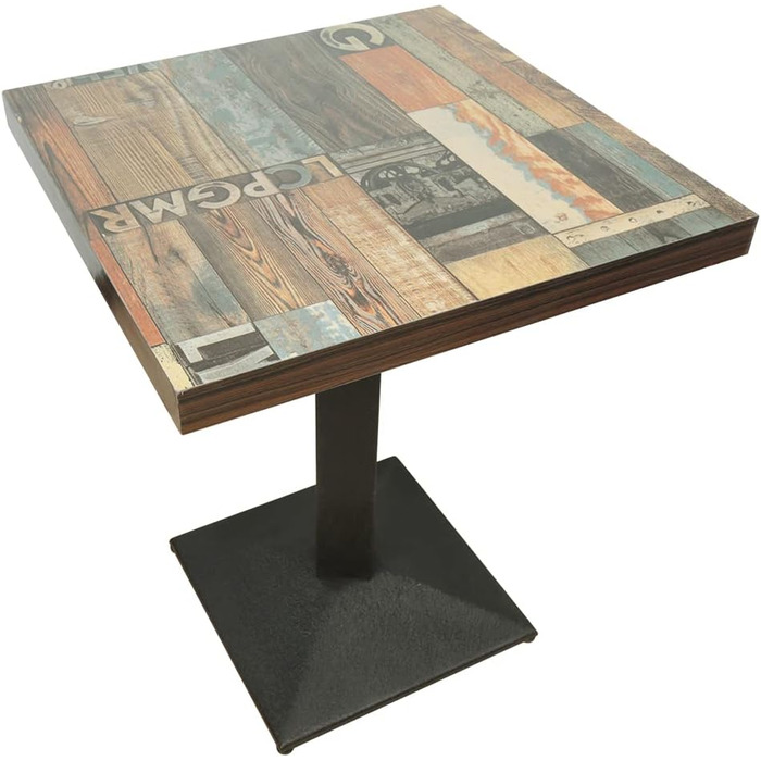 Стол кухонний Homewell квадратний на одній ніжці, для 4 осіб, 60x60x75 см, коричневий (вінтажний квітковий принт)