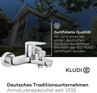 Змішувач для ванни KLUDI-X1 з двома споживачами, накладний на стіну, з S-перехідниками, одноручний для ванни та душу, хром