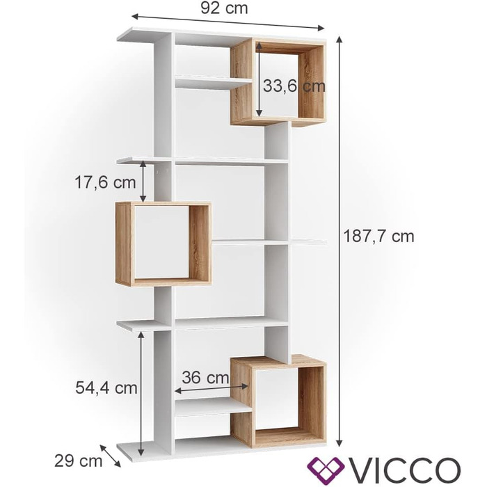Куб-перегородка для кімнати Vicco, білий/сонома, 92 x 187,7 см