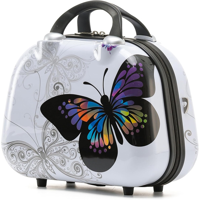 Набір дорожніх валіз BEIBYE Butterfly 2060 з TSA-замком, 4 предмети: XL (75см), L (66см), M (56см) та косметичка (S), міцний пластик