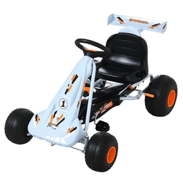 HOMCOM Третячка Gokart з ручним гальмом, регульованим сидінням, педалями, вперед та назад, ланцюговий карт, третячка для дітей, дитячий транспорт, іграшка для дітей, педальний карт для дітей від 3 років, світло-блакитний