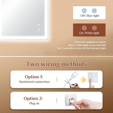 Дзеркало для ванної кімнати Clevich з підсвічуванням 80x60 см, LED, 3 кольори світла, диммування, захисне скло, сенсорне управління, функція пам'яті, антизапар, 120L x 60B см