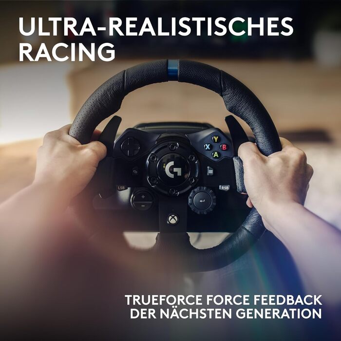 Logitech G923 Рульове колесо з педалями для Xbox, Xbox One та PC, TRUEFORCE, 1000Hz, Подвійне зчеплення