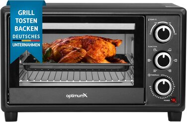 Міні-піч OptimumX 20L з конвекцією, таймером на 60 хв, для піци, 1380 Вт, чорна