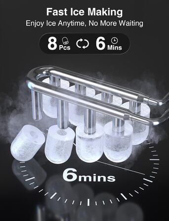 Crownful Машина для льоду портативна (Чорна) - Швидке виробництво льоду для дому та офісу