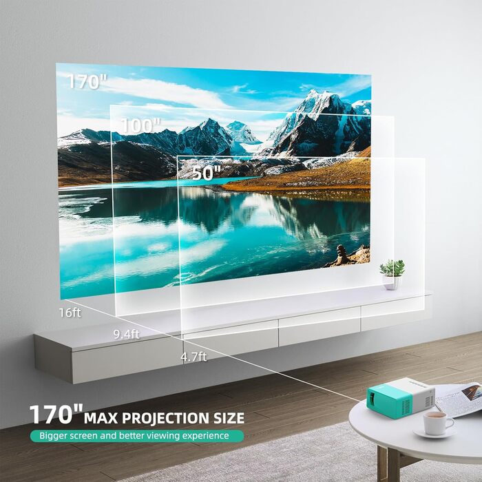 Портативний проєктор Mini Beamer YG300Plus: LED Pico проєктор для домашнього кінотеатру з HDMI, USB, Type-C та пультом дистанційного керування