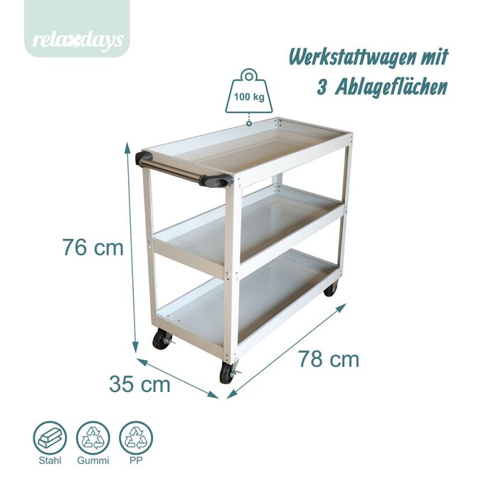 Робочий візок Relaxdays з 3 ящиками