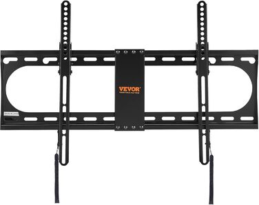 Стійка для телевізора VEVOR поворотна підлогова 32-85 дюймів, чорна. Регульована висота, міцне загартоване скло.