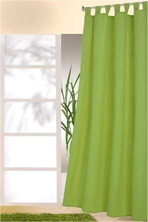 Декоративний шарф з петлями і воланами однотонний непрозорий, але напівпрозорий-завіса натуральний матовий однотонний-шарф з петлями для штор Тип117 (HxB 175x140 см, яблучно-зелений)