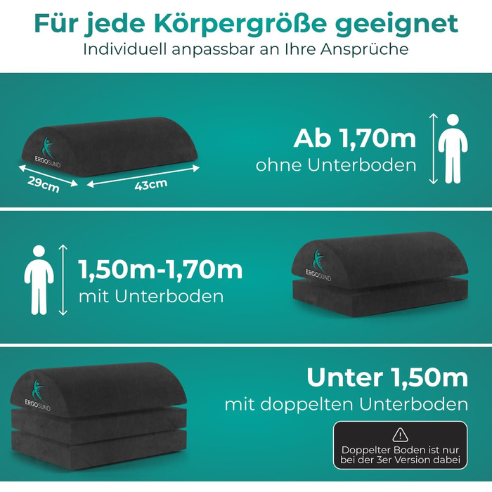 Підставка для ніг під стіл Ergocomfort Premium, регульована, чорна. Ергономічна підставка для ніг, офіс, home office