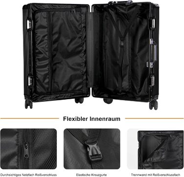 Набір валіз HOMELUX 3 шт. (M-L-XL) з ABS-пластику, срібляста, з жорсткою обшивкою, ручна сумка, валіза на колесах