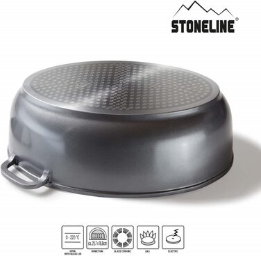 Жаровня для гурманів Stoneline, овальна, 38,8 x 26,3 см, 8 л, з кришкою для ароматизаторів для дозованого додавання рідин, обсмажування з алюмінієвого сплаву