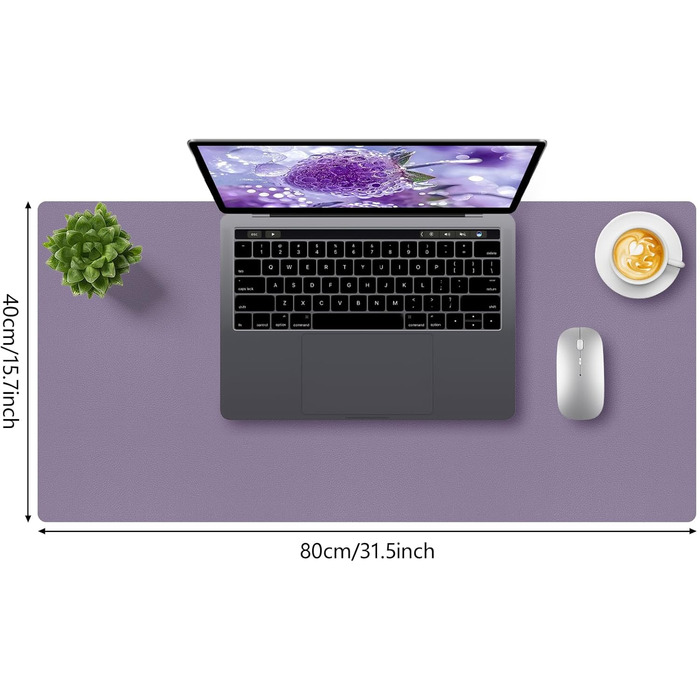 Килимок для столу та миші XXL Niviy (80x40 см), водонепроникна підкладка зі штучної шкіри PU, захисний килимок для офісу та дому, лавандовий