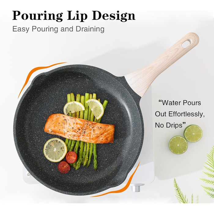 Набір сковорідок Kordisen з антипригарним керамічним покриттям 20/24/28 см, 3 шт. - здорове посуд без PFOA та PFAS, для індукційних плит