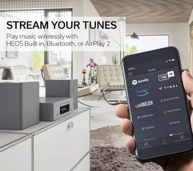 Компактна система Denon CEOL N-10, HiFi, CD-програвач, Інтернет-радіо, HEOS, Bluetooth, WLAN, Alexa, Сірий