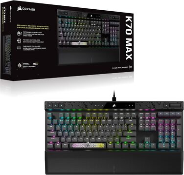 Ігрова механічна клавіатура Corsair K70 MAX RGB QWERTZ DE - сіра, повний розмір, 8000Hz
