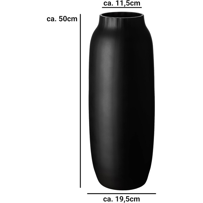 Підлогова ваза Giessle 50см скляна ваза XL для пампасної трави (матовий чорний)