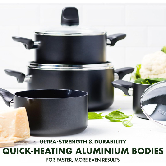 Набір посуду GreenPan Memphis 4 шт. з керамічним антипригарним покриттям, без PFAS, для індукційних плит, безпечний для здоров'я