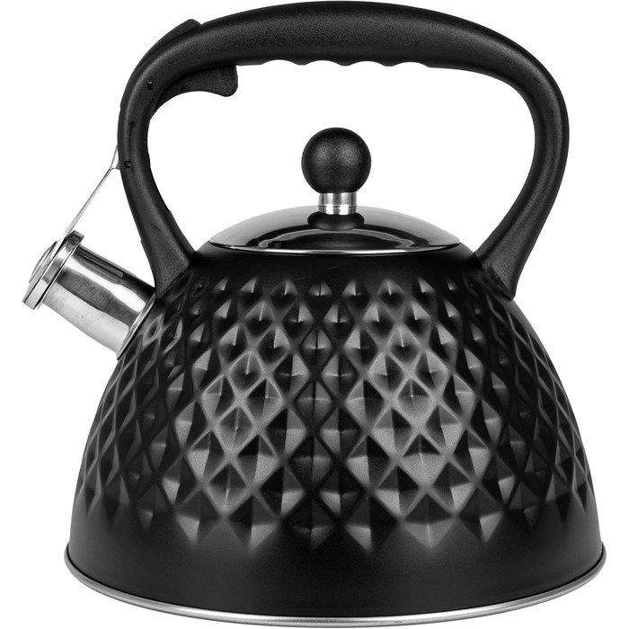 Чайник для плити Induktion 3L, чорний, з авто-свистком, нержавіюча сталь