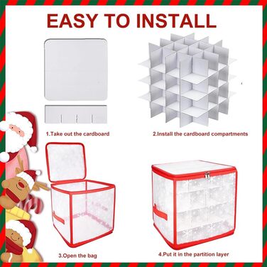 Коробка для зберігання ялинкових прикрас (64 шт.) з 4 рівнями, 30x30x30 см