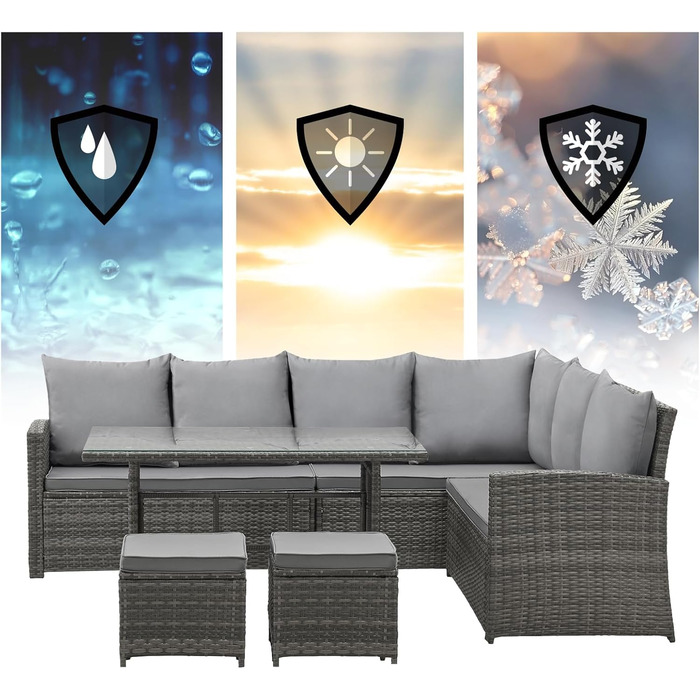 Кутовий диван садовий SVITA Monroe з ротангу (поліротанг) сірий - комплект меблів для відпочинку