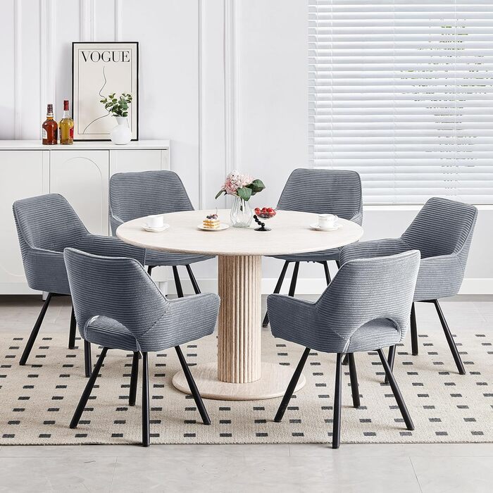 Набір з 4-х обертових стільців для їдальні з підлокітниками, 360° обертання, кухонний стілець, сучасний м'який стілець з тканинною спинкою для кухні, їдальні, спальні, бежевий (360° обертання-сірий, 2 обертові стільці)