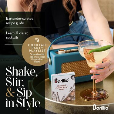 Набір бармена Barillio Gold Mixology – 8 предметів з нержавіючої сталі, включає шейкер, міклер, мохіто-толкуш та аксесуари для приготування коктейлів