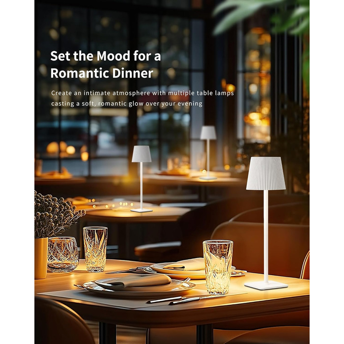Стійка LED лампа LuminexDesigns бездротова з акумулятором 5200mAh, диммування, IP54, для дому та саду, 3000K/4500K/6000K, білий
