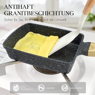 Пан для приготування тамагоякі (японського омлету) GiPP, 18x13 см, з гранітно-антипригарним покриттям, без PFOA/PFOS, сірий