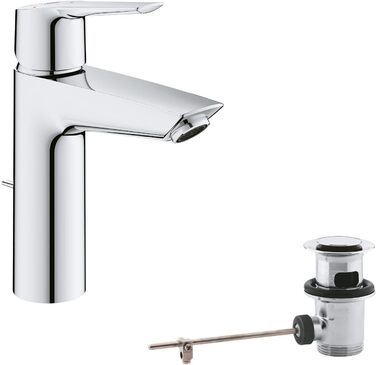Змішувач для ванної кімнати Grohe Start, економічний, холодна вода в середньому положенні, з Pop-Up переливом, 17 см, хром, 23551002