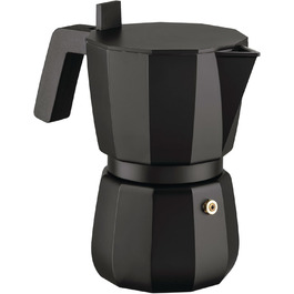Кавоварка гейзерна Alessi Moka DC06/6 B, 6 чашок, чорний колір, з алюмінію, дизайн
