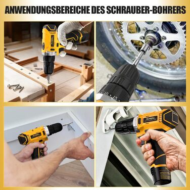 Набір інструментів Sundpey 166 предметів з акумуляторною викруткою 12V для дому, ремонту та саду (жовтий)