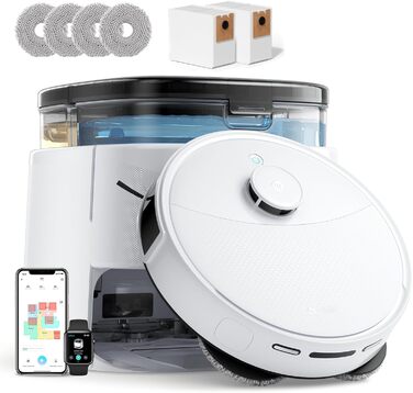 Робот-пилосос LEFANT M3 з функцією миття підлоги, регульованою насадкою, потужність всмоктування 12000 Па, функція картографування, інтегрована зарядна станція, керування через Wi-Fi, додаток та Alexa