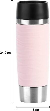 Термокружка EMSA Wave Design N2011900, 0,5 л, рожева, з клапаном, 6 годин гаряча/12 годин холодна