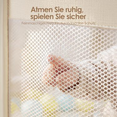 Манеж дитячий Fodoss бежевий 120x120 см для немовлят та малюків, сітчастий, безпечний для дому