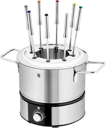 Електричний набір для фондю WMF Lono на 8 осіб: регулювання температури, індукційний горщик 1.2л, з нержавіючої сталі, з тримачем для виделок