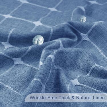 Завіса для душу Sage Green - Фермерський стиль Boho Modern з льону для ванної кімнати, Вантажна завіса для душу в стилі вінтажного села з бахромою - Елегантна богемна тканинна завіса для душу 48x72 (H213 x B183 cm (1er Pack), Blau)