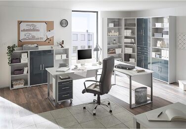 З кабельною втулкою, сіра - Офісний стіл Комп'ютерний стіл з великою робочою поверхнею - Комплектація сучасних офісних меблів - 170 x 76 x 73 см (W/H/D) (стояча полиця)