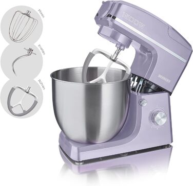 Кухонний комбайн HEINRICHS 3-в-1: міксер, м'ясорубка, кухонний прилад 1500W, 6 швидкостей, 1.5л чаша, 10л нержавіюча сталь (фіолетовий)