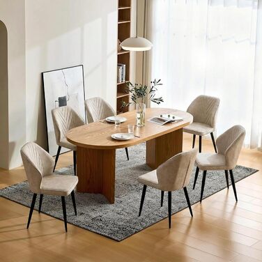 CLIPOP Стільці для їдальні Ретро Штучна шкіра М'який стілець для їдальні зі спинкою та міцними металевими ніжками, кухонні стільці, м'який стілець для дому/офісу (Бежевий, 4)