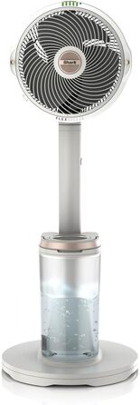 Вентилятор Shark FlexBreeze Pro Mist з акумулятором для дому та вулиці з функцією розпилення, портативний бак, 20 м, підлоговий та настільний вентилятор, 5 швидкостей, тихий, з пультом керування, Dove FA300WHEU