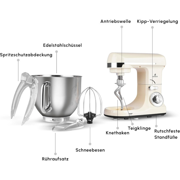 Міксер Karaca Blendburst Stand Mixer Iconic Beige, 1400W, 5.7л