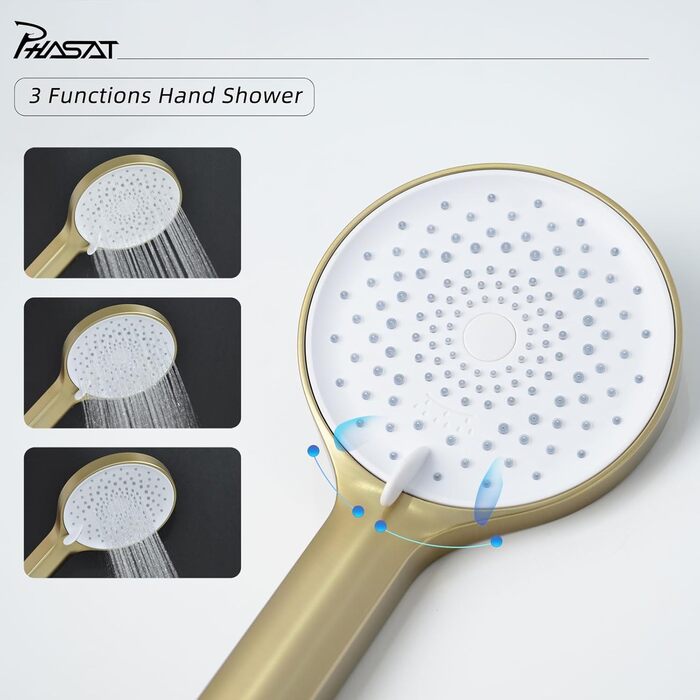 Набір змішувач для ванни PHASAT з душовою лійкою, чорний, настінний монтаж, PTBB13E