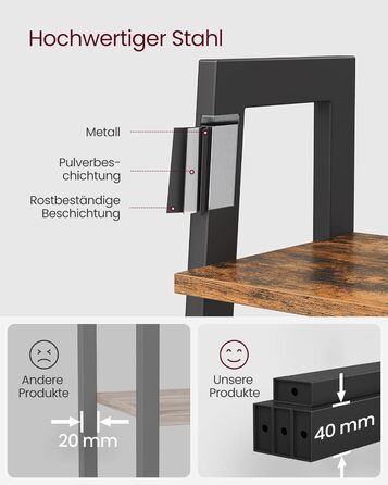 Стелаж VASAGLE з 5 полицями, металевий, для вітальні, спальні, кухні, 56 x 34 x 172 см, вінтажний коричнево-чорний