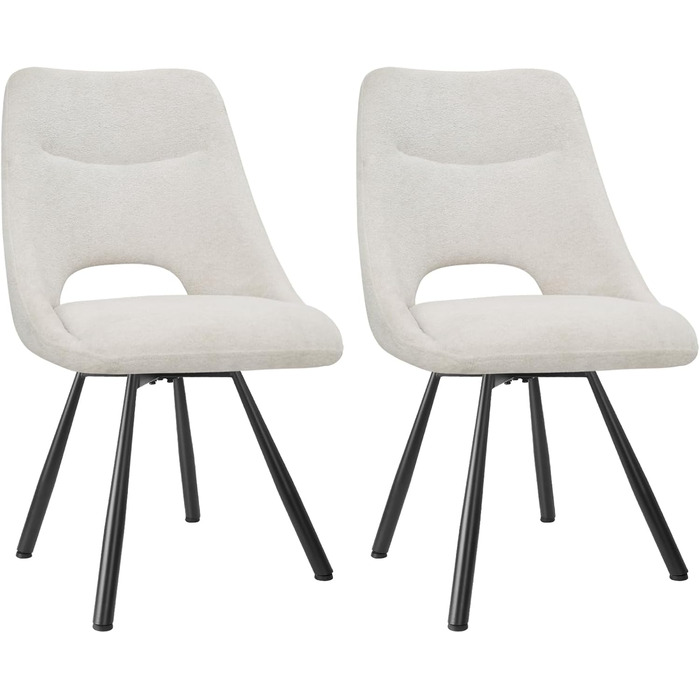 Набір обідніх стільців, 180° поворотний кухонний стілець, стільці для туалетного столика з імітацією бавовни-кашеміру, сучасний м'який стілець для вітальні з металевими ніжками (2 не поворотні, Бежевий)